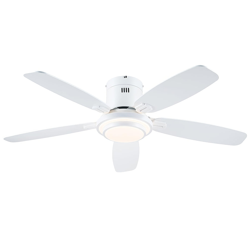 50 inch Ceiling Fan with Light  Quiet Reversible DC Motor 5 Dual Finish Blades Dimmable 3 Color LED for Bedroom Living Room Indoor
