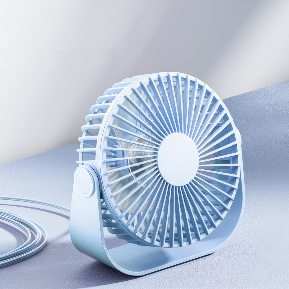 USB Desk Fan Portable 3 Speeds Quiet 90 Degree Rotate Personal Fan