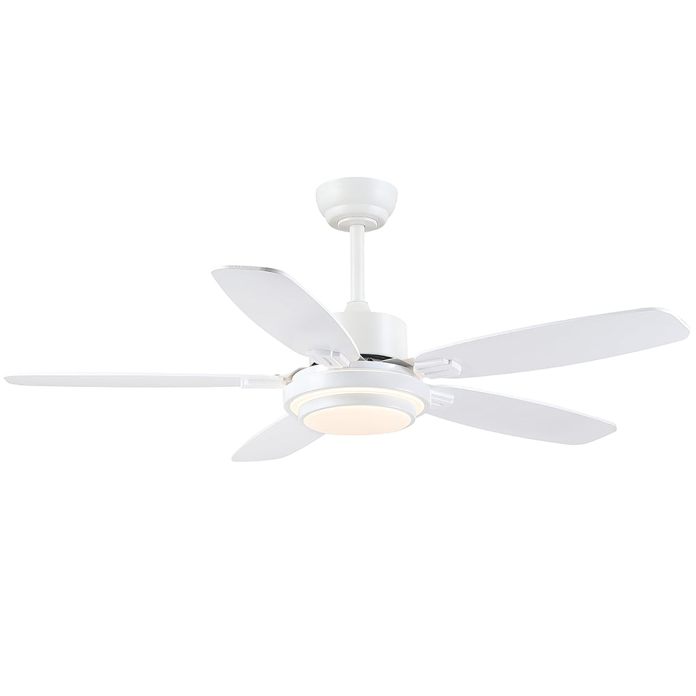 50 inch Ceiling Fan with Light  Quiet Reversible DC Motor 5 Dual Finish Blades Dimmable 3 Color LED for Bedroom Living Room Indoor