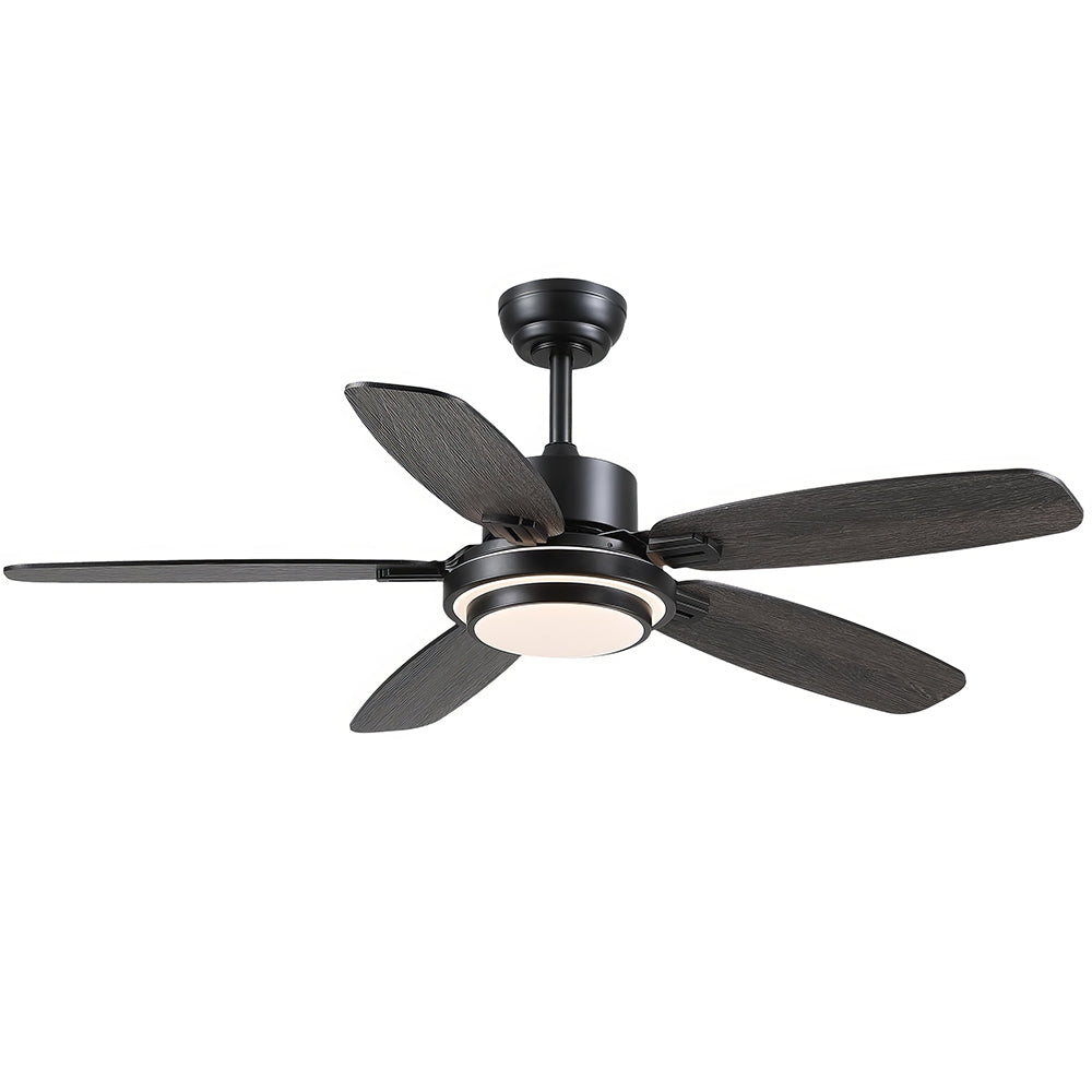 50 inch Ceiling Fan with Light  Quiet Reversible DC Motor 5 Dual Finish Blades Dimmable 3 Color LED for Bedroom Living Room Indoor