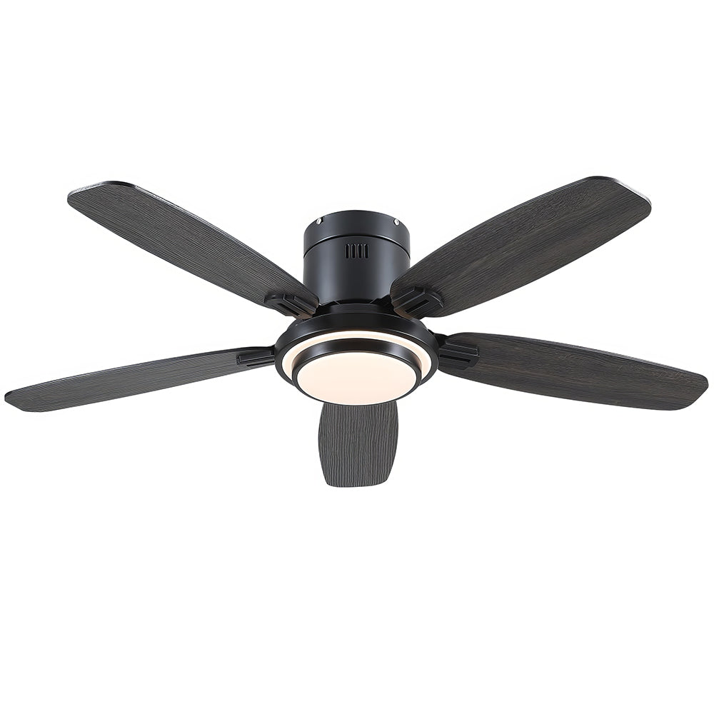 50 inch Ceiling Fan with Light  Quiet Reversible DC Motor 5 Dual Finish Blades Dimmable 3 Color LED for Bedroom Living Room Indoor