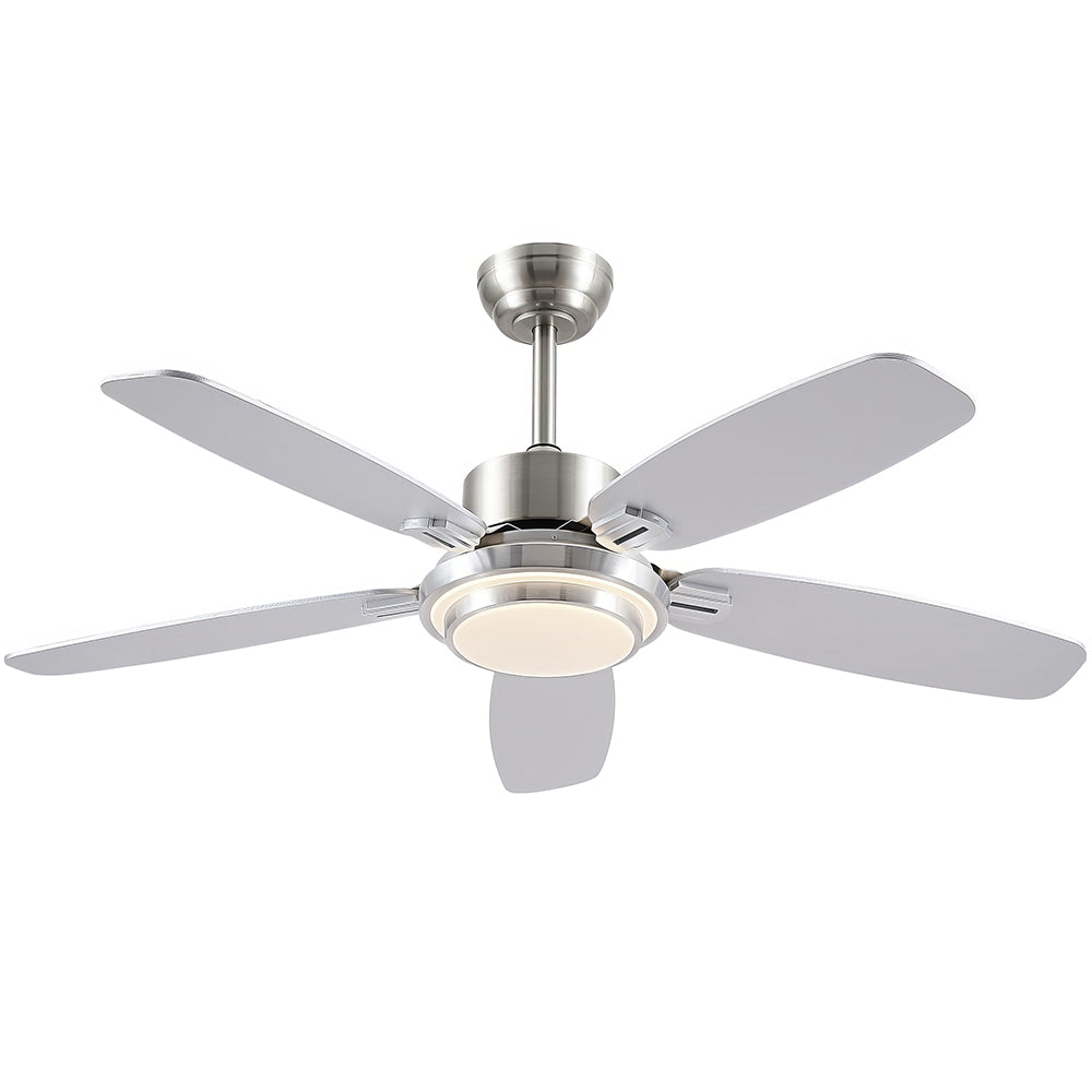 50 inch Ceiling Fan with Light  Quiet Reversible DC Motor 5 Dual Finish Blades Dimmable 3 Color LED for Bedroom Living Room Indoor