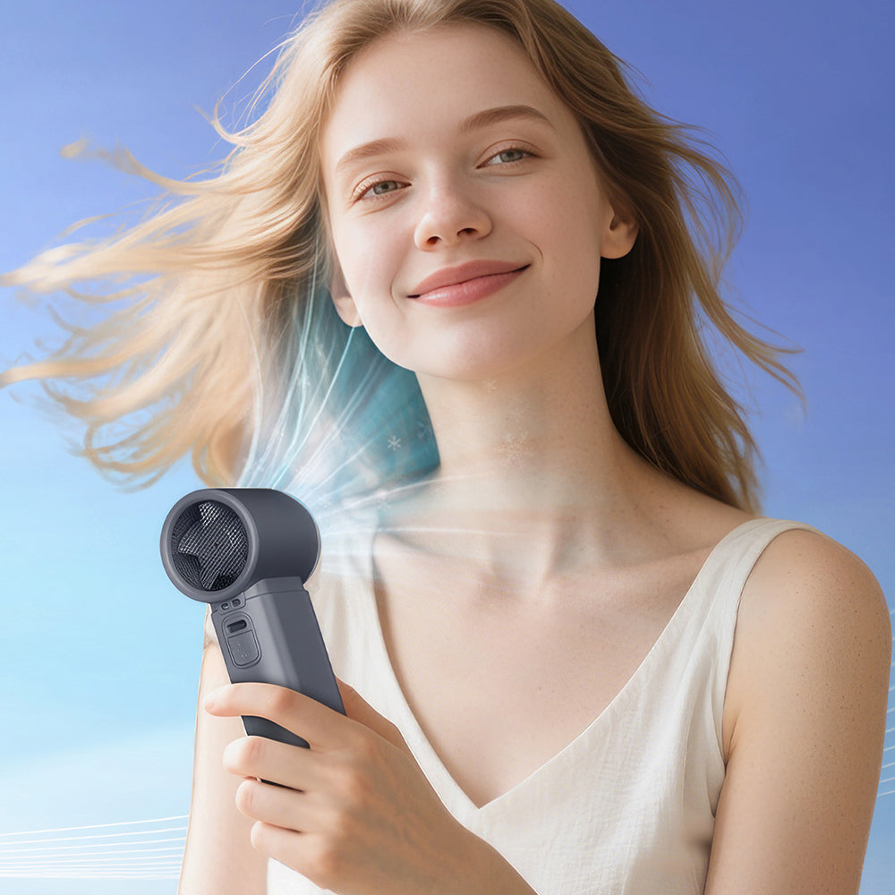 Portable Misting Fan Mini Handheld Rechargeable Fan with 5000mAh Battery Adjustable Speed Digital Display for Travel Outdoor Home and Office