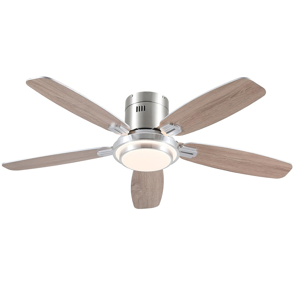 50 inch Ceiling Fan with Light  Quiet Reversible DC Motor 5 Dual Finish Blades Dimmable 3 Color LED for Bedroom Living Room Indoor